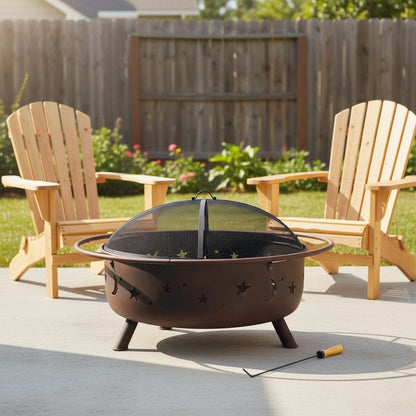 42" Bronze Steel Wood Burning Round Fire Pit HomeRoots