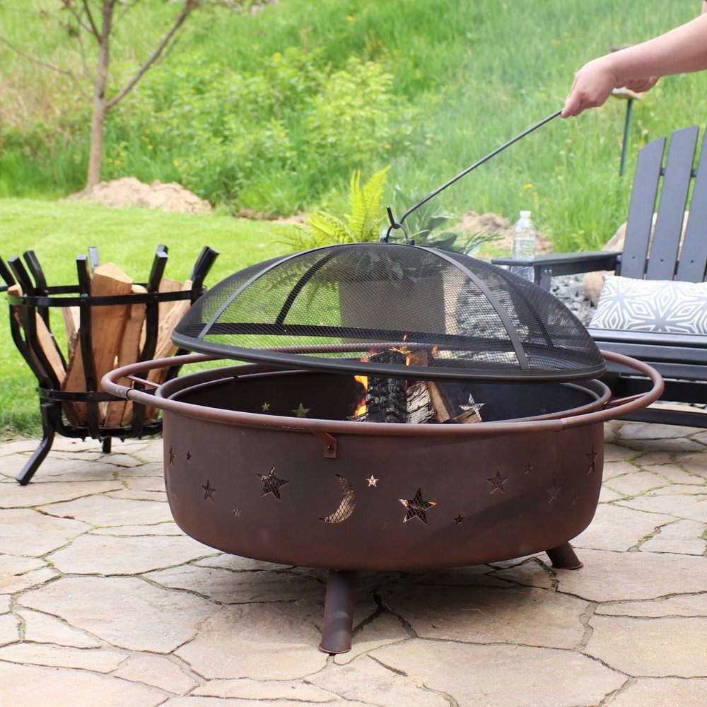 42" Bronze Steel Wood Burning Round Fire Pit HomeRoots