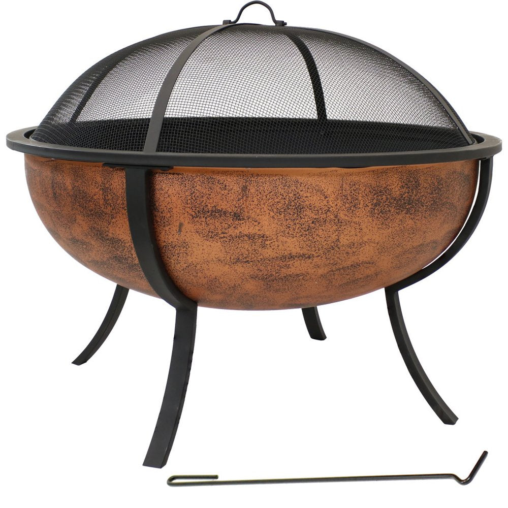 32" Copper Steel Wood Burning Round Fire pit HomeRoots