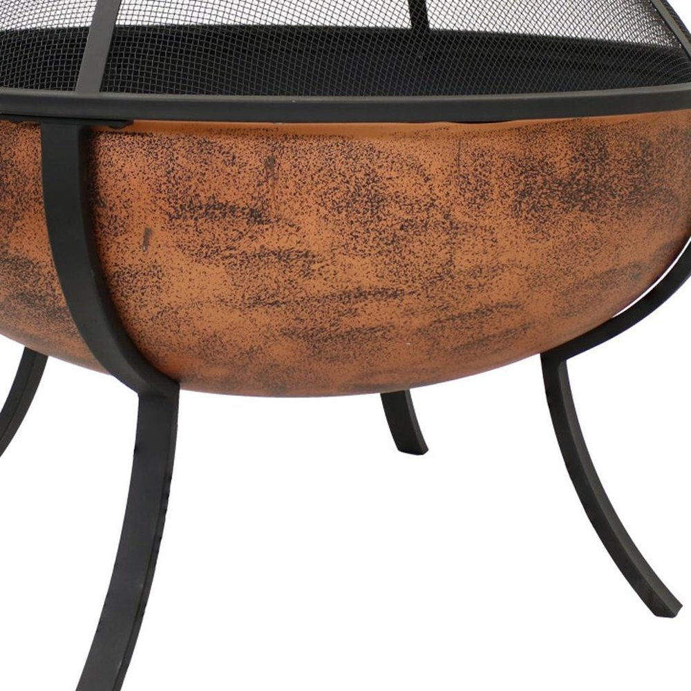 32" Copper Steel Wood Burning Round Fire pit HomeRoots