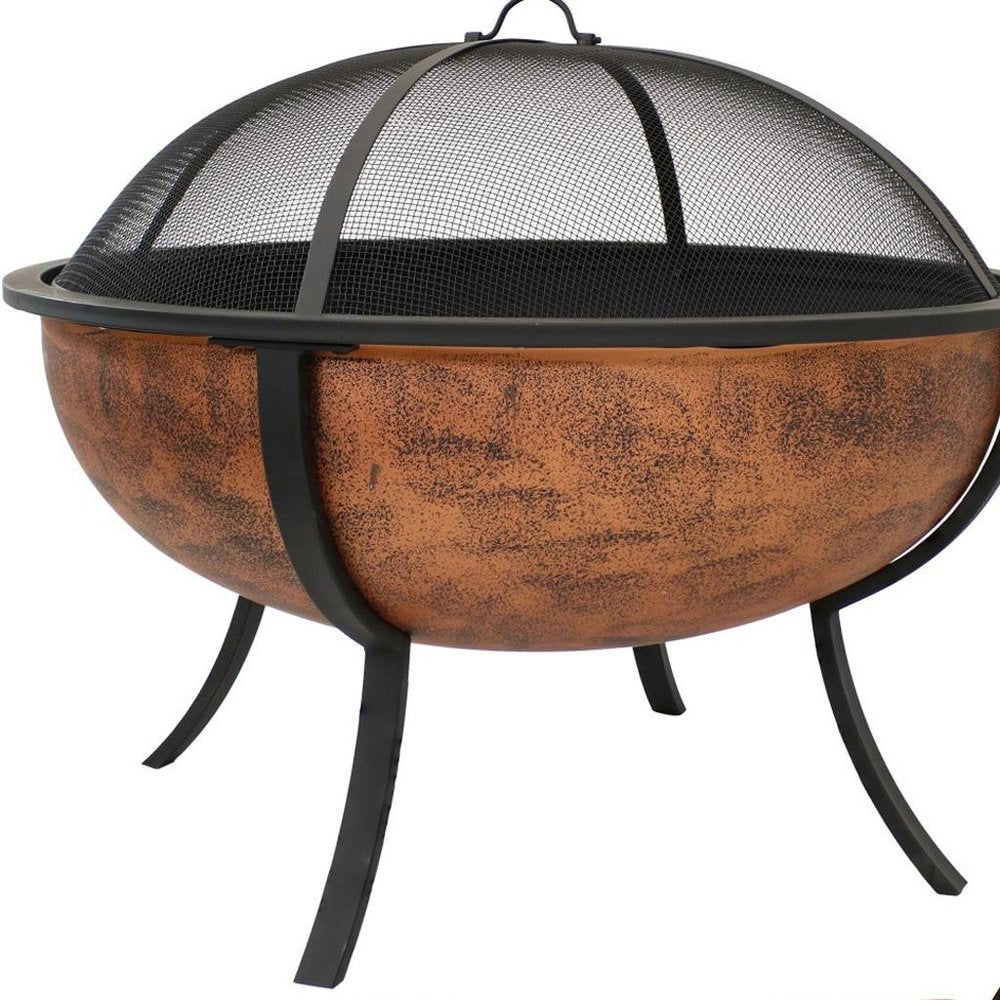 32" Copper Steel Wood Burning Round Fire pit HomeRoots