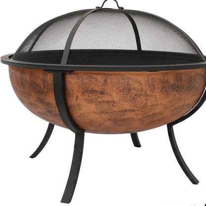 32" Copper Steel Wood Burning Round Fire pit HomeRoots