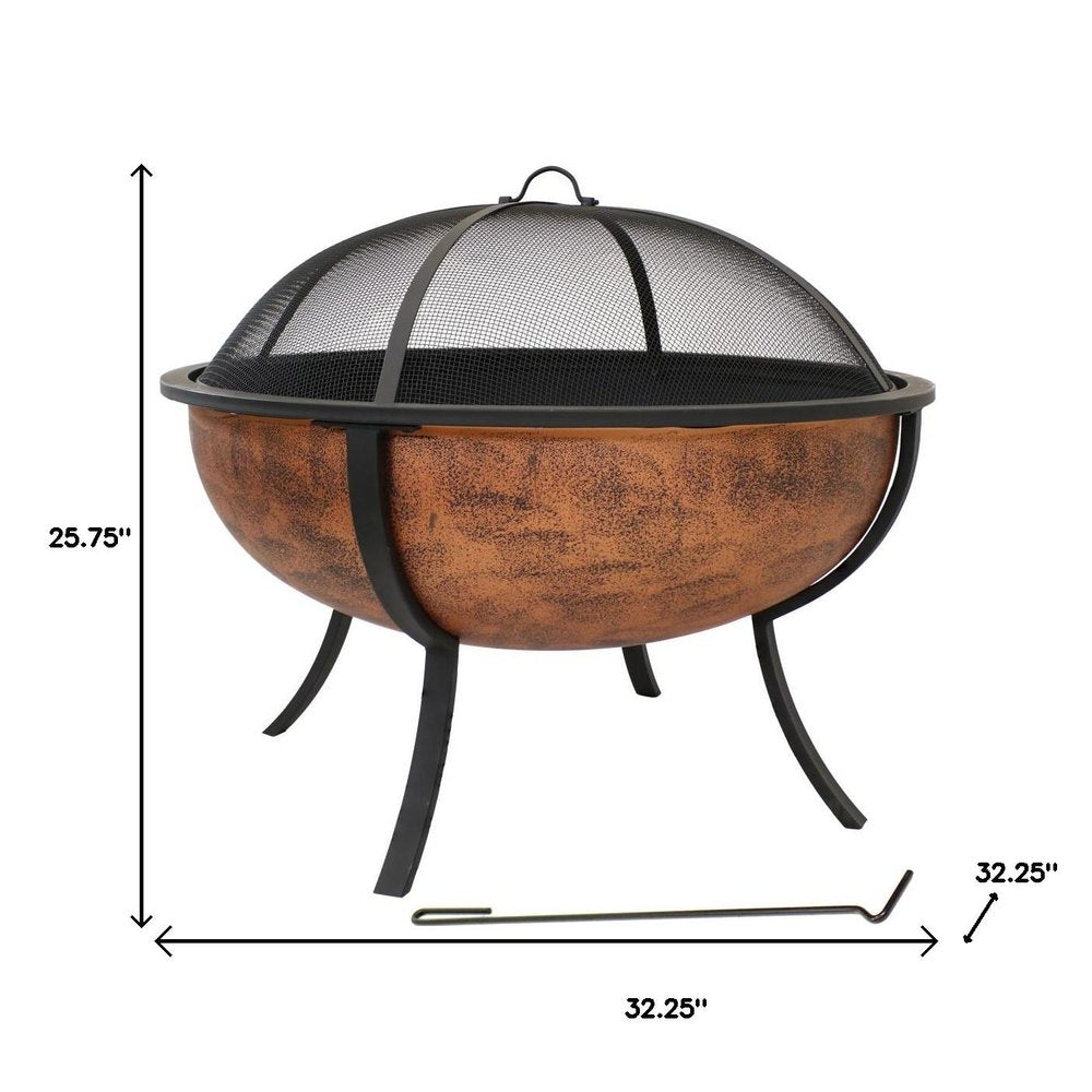 32" Copper Steel Wood Burning Round Fire pit HomeRoots