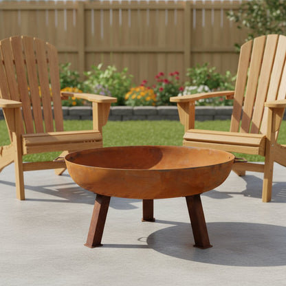 34" Rust Steel Wood Burning Round Fire pit HomeRoots