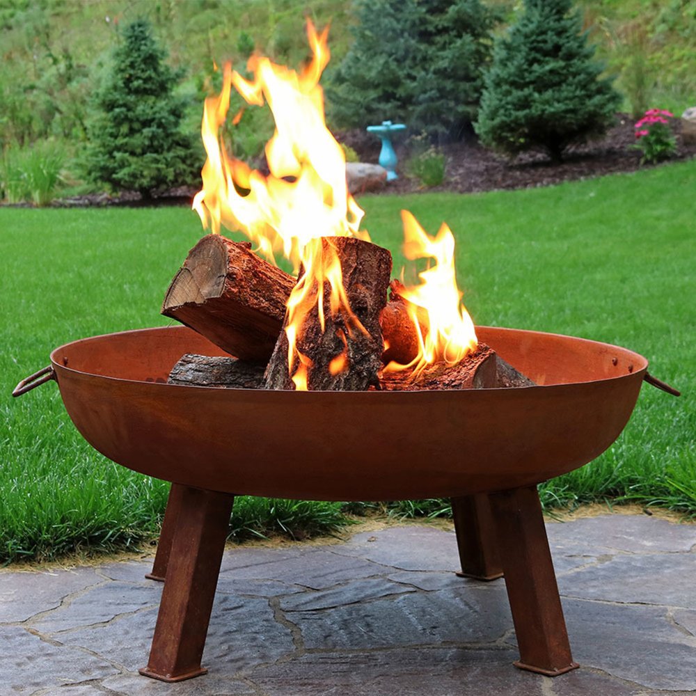 34" Rust Steel Wood Burning Round Fire Pit HomeRoots