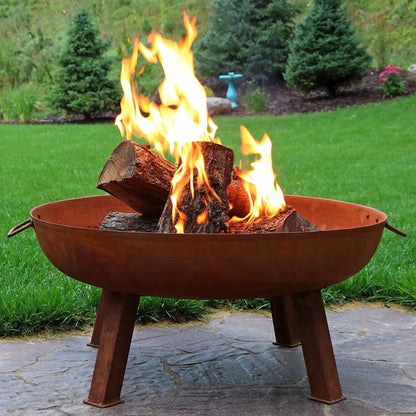 34" Rust Steel Wood Burning Round Fire Pit HomeRoots