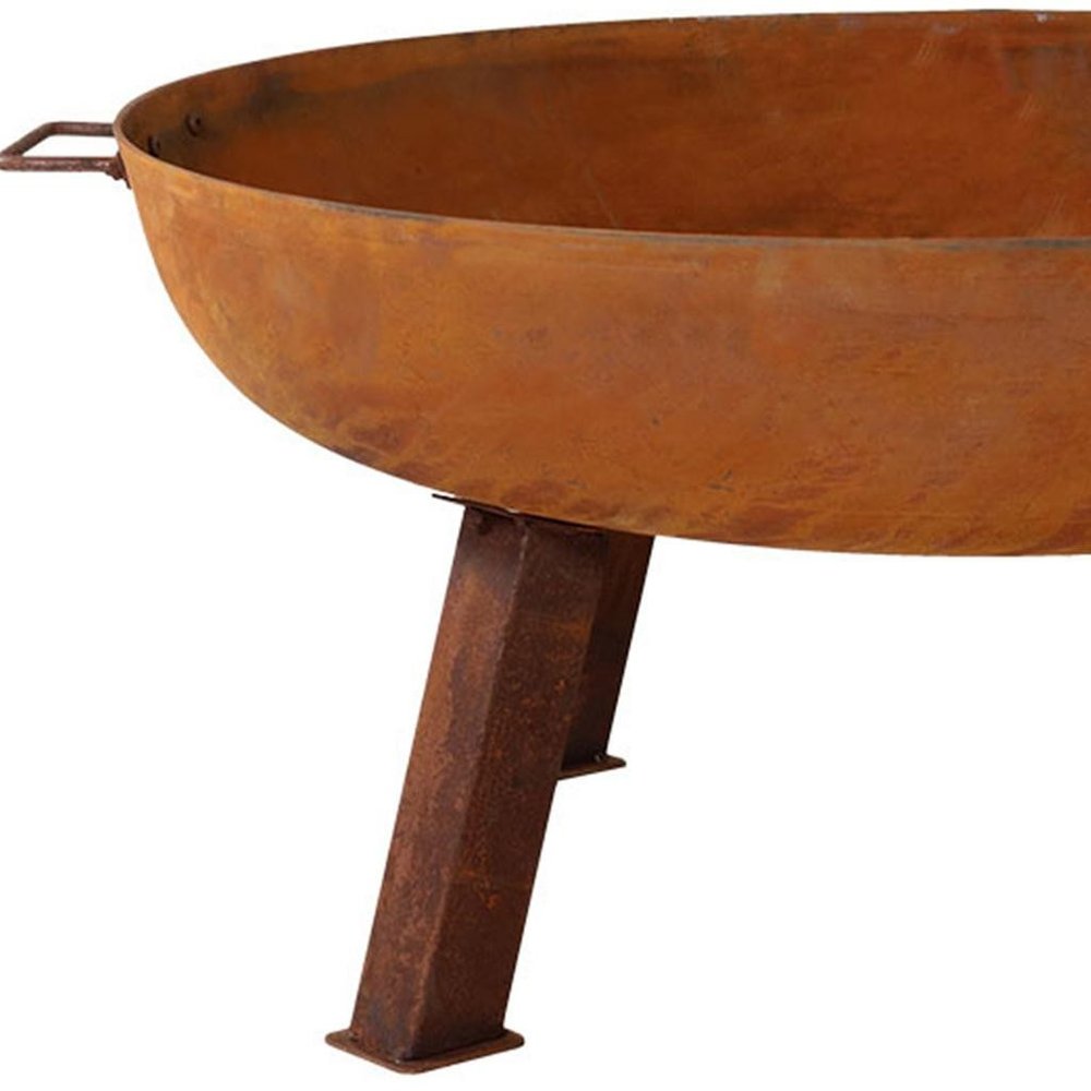 34" Rust Steel Wood Burning Round Fire pit HomeRoots