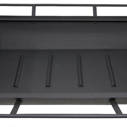 36" Black Steel Wood Burning Rectangular Fire Pit With Cover