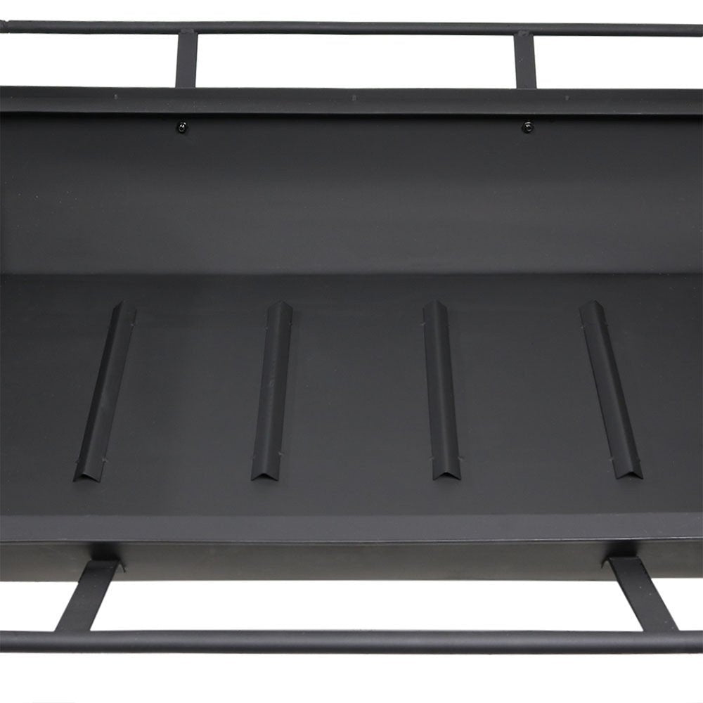 36" Black Steel Wood Burning Rectangular Fire Pit With Cover HomeRoots