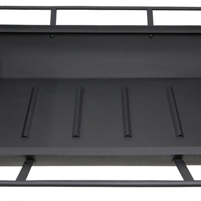 36" Black Steel Wood Burning Rectangular Fire Pit With Cover HomeRoots