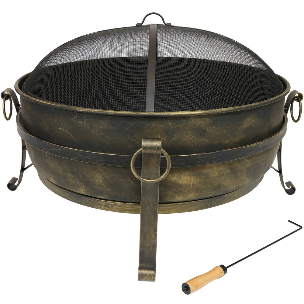40" Black Steel Wood Burning Round Fire pit HomeRoots