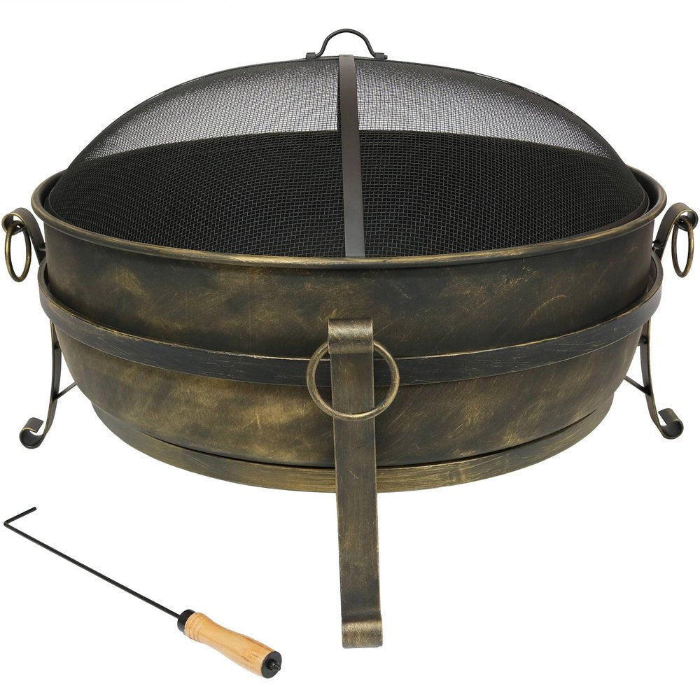 40" Black Steel Wood Burning Round Fire Pit HomeRoots