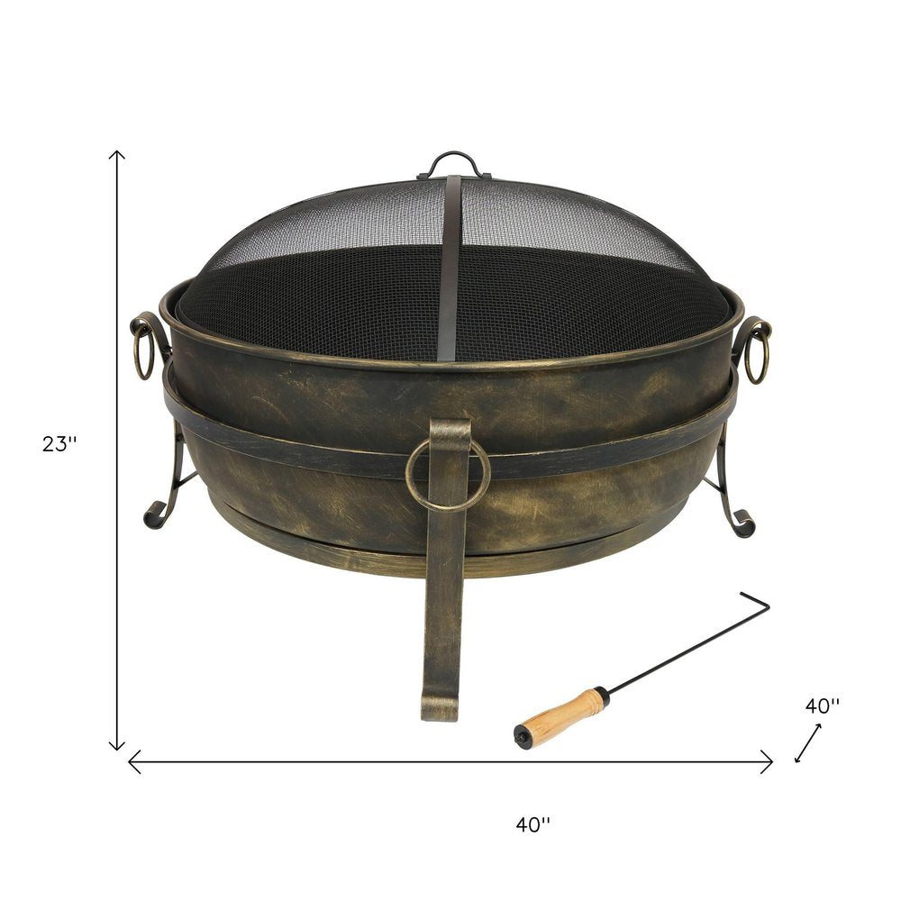 40" Black Steel Wood Burning Round Fire Pit HomeRoots