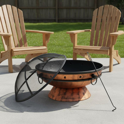 30" Copper Steel Wood Burning Round Fire Pit HomeRoots