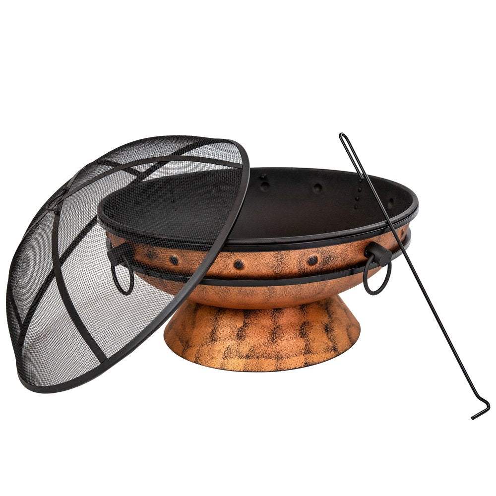 30" Copper Steel Wood Burning Round Fire pit HomeRoots