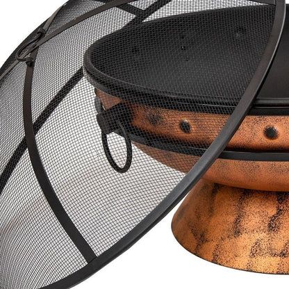 30" Copper Steel Wood Burning Round Fire pit HomeRoots