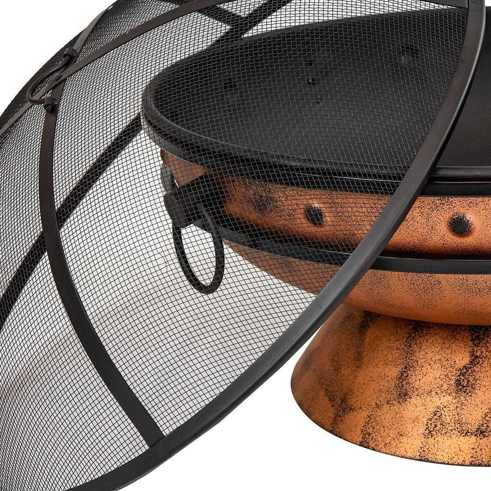 30" Copper Steel Wood Burning Round Fire Pit HomeRoots