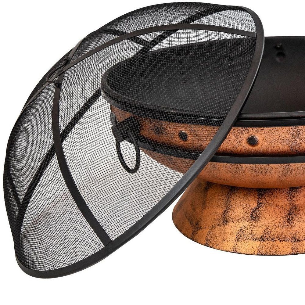 30" Copper Steel Wood Burning Round Fire Pit HomeRoots