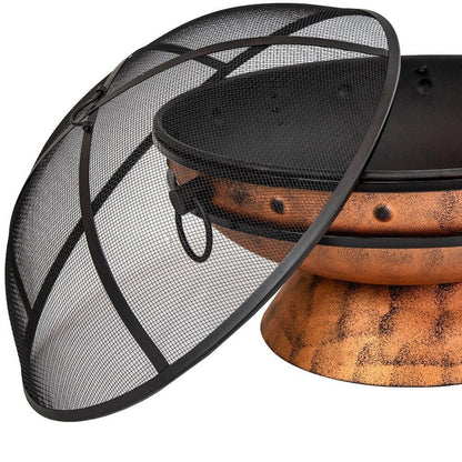 30" Copper Steel Wood Burning Round Fire Pit HomeRoots