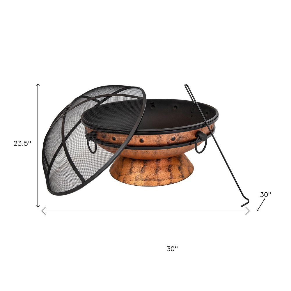 30" Copper Steel Wood Burning Round Fire Pit HomeRoots