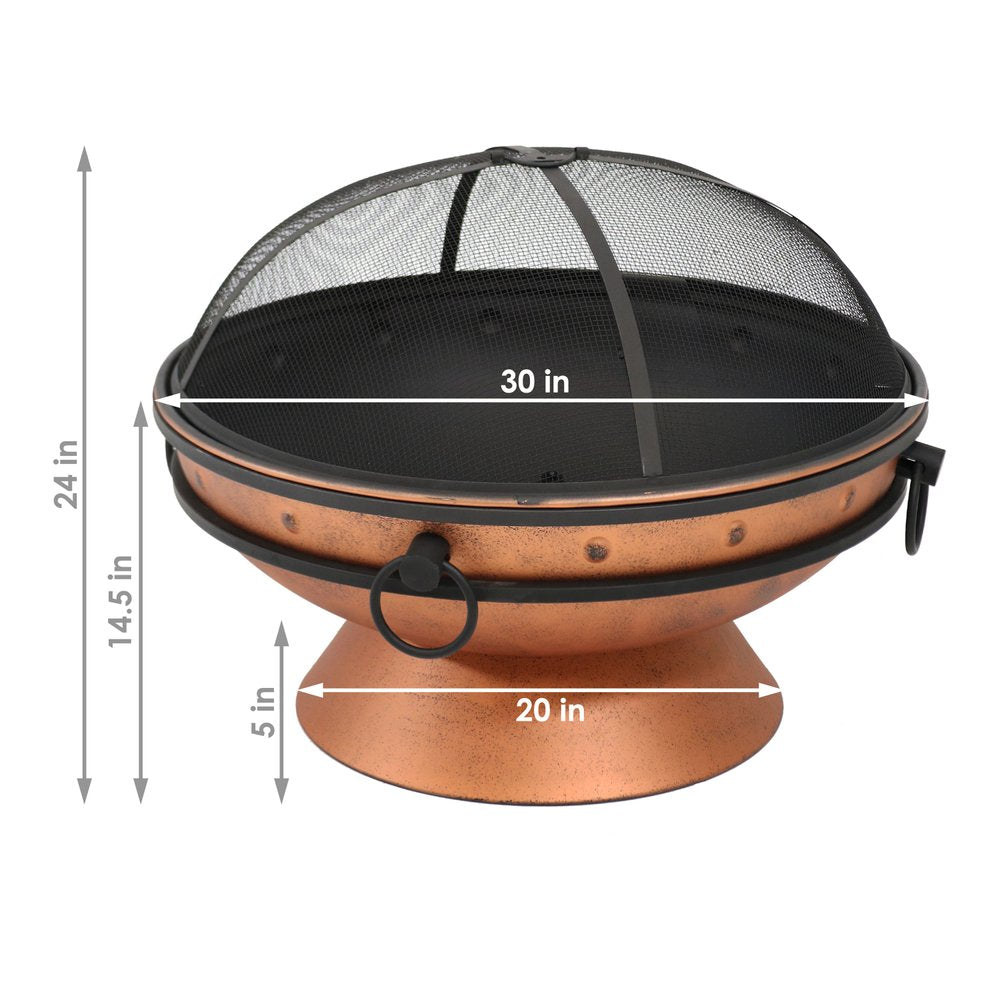 30" Copper Steel Wood Burning Round Fire pit HomeRoots