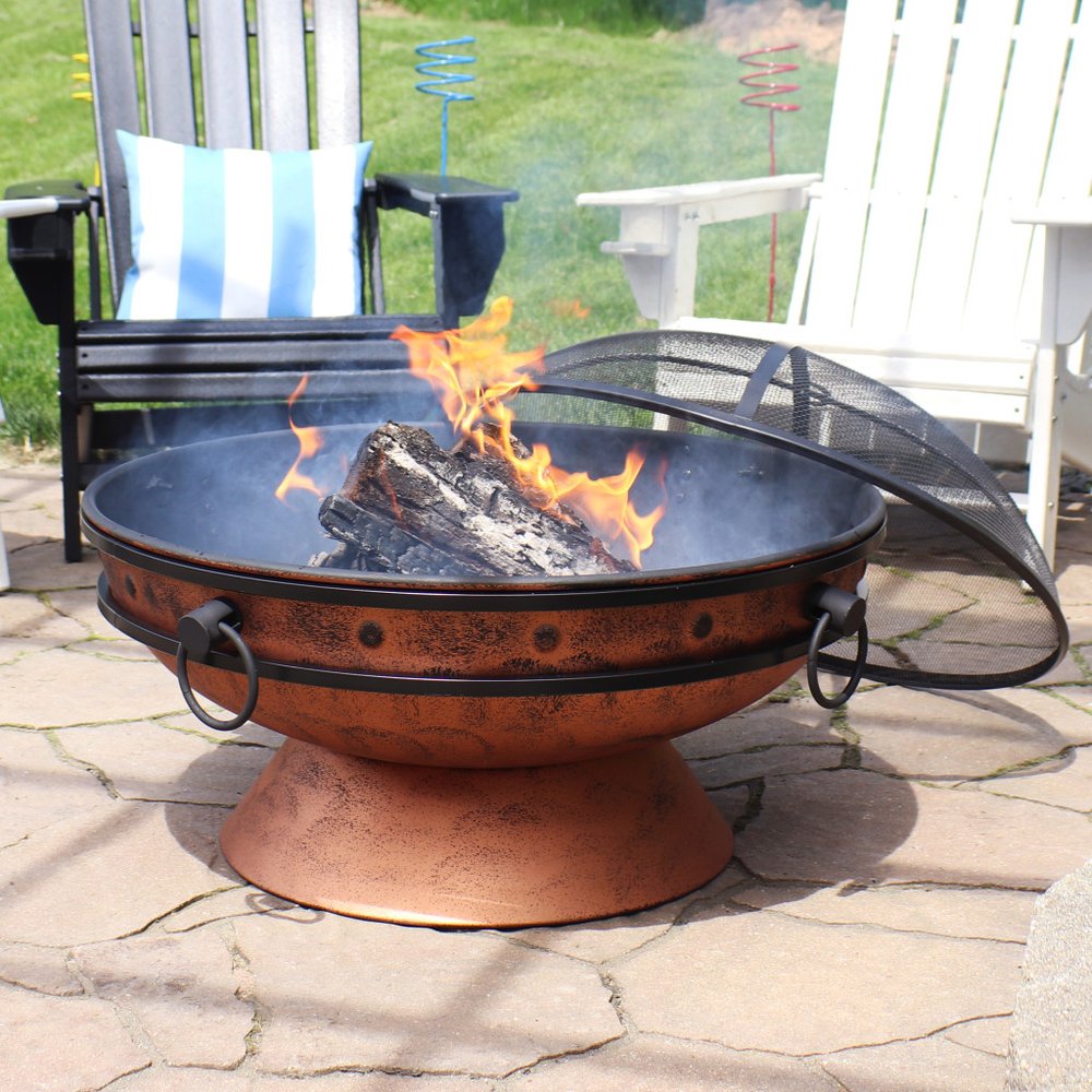 30" Copper Steel Wood Burning Round Fire Pit HomeRoots