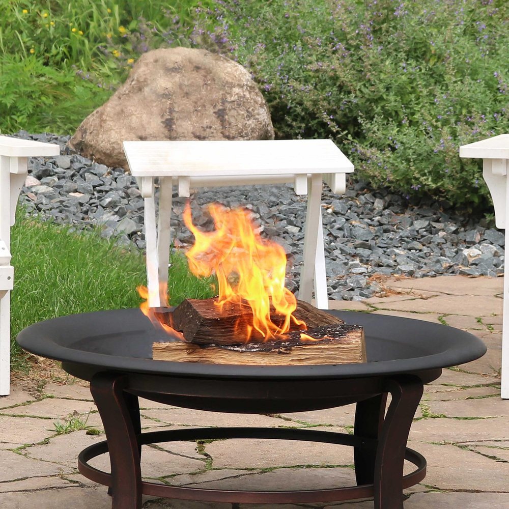33" Black Steel Wood Burning Round Fire Pit HomeRoots