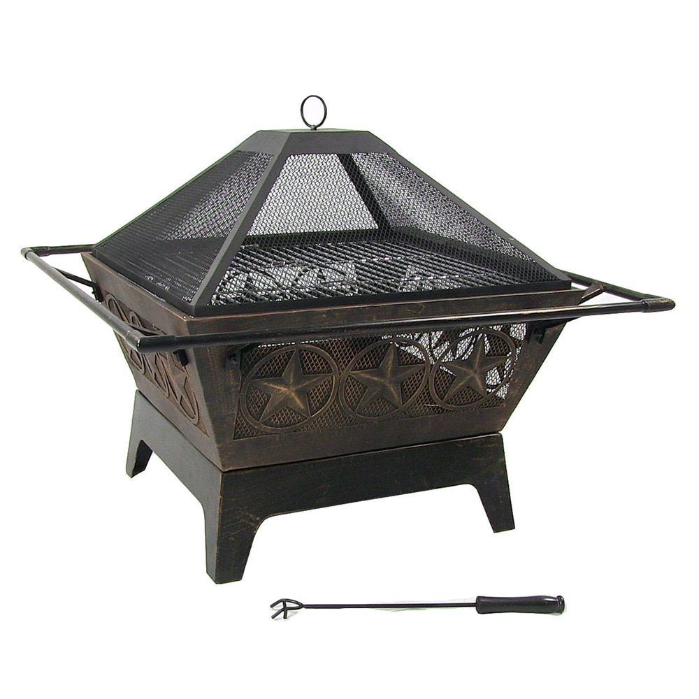 32" Bronze Steel Wood Burning Round Fire pit HomeRoots