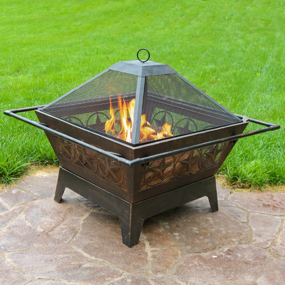 32" Bronze Steel Wood Burning Round Fire pit HomeRoots