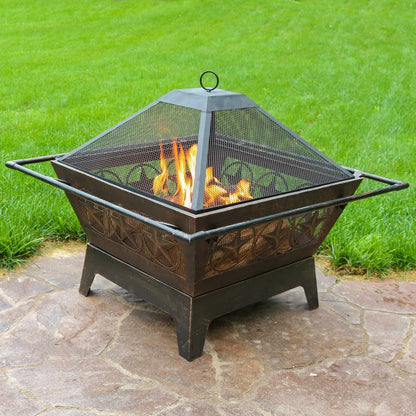 32" Bronze Steel Wood Burning Round Fire pit HomeRoots