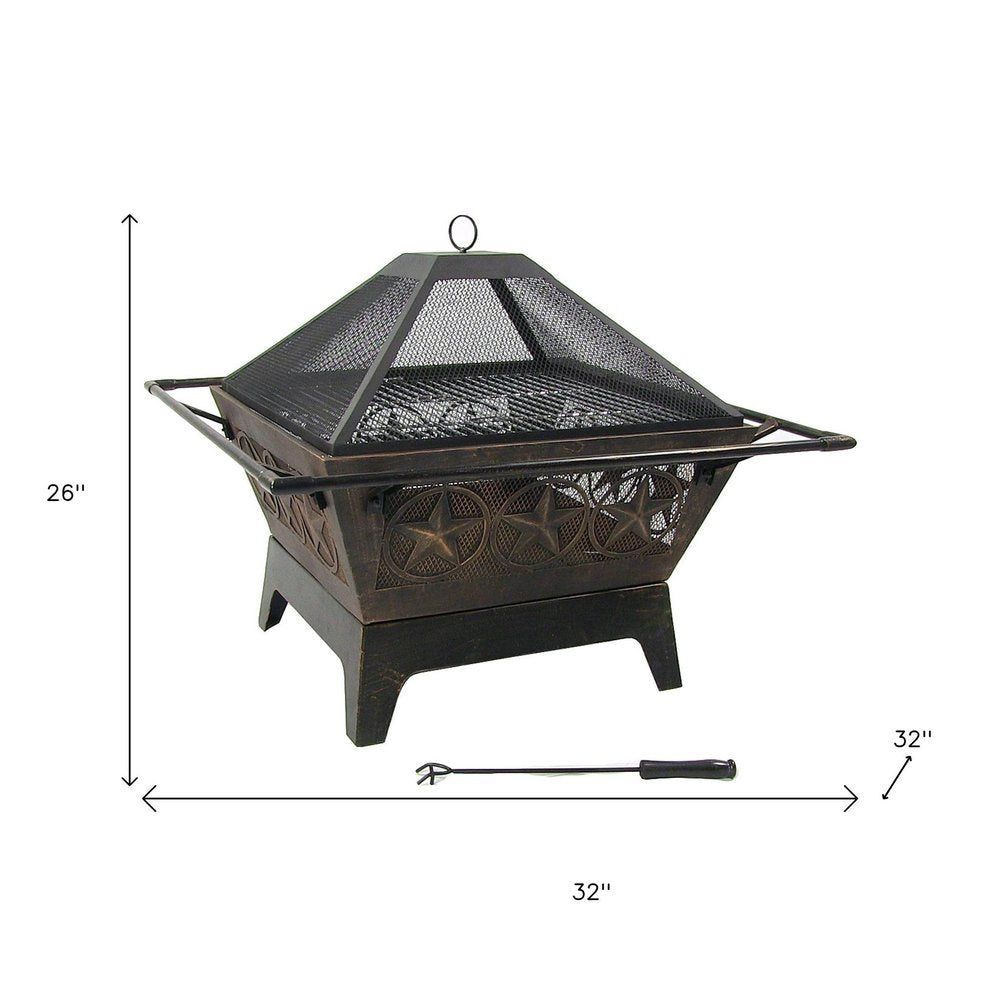 32" Bronze Steel Wood Burning Round Fire pit HomeRoots