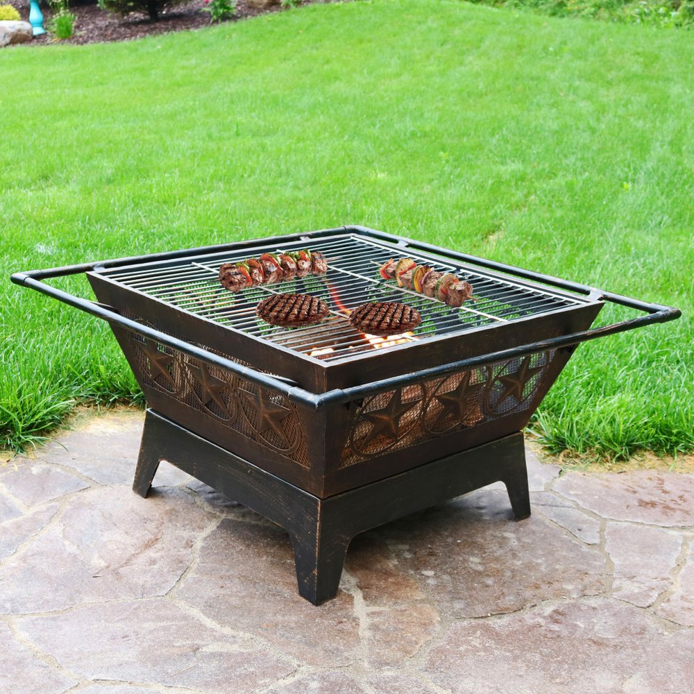 32" Bronze Steel Wood Burning Round Fire pit HomeRoots