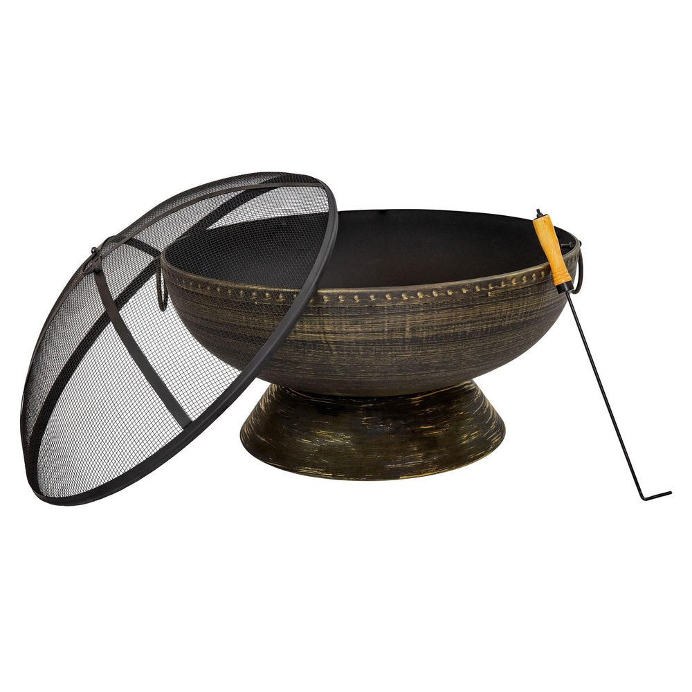 30" Bronze Steel Wood Burning Round Fire Pit HomeRoots