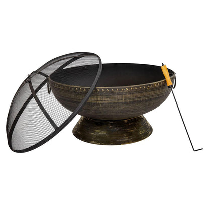 30" Bronze Steel Wood Burning Round Fire Pit HomeRoots