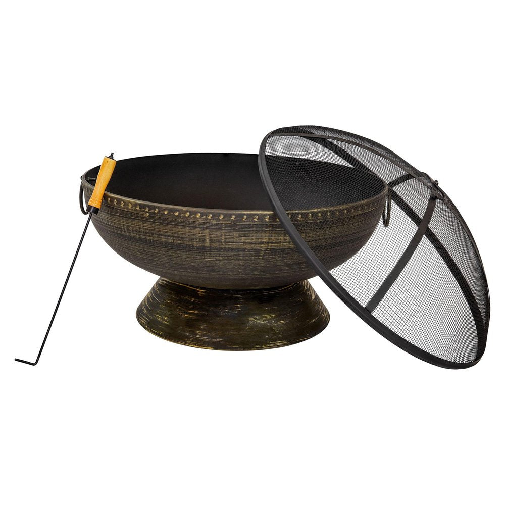 30" Bronze Steel Wood Burning Round Fire Pit HomeRoots