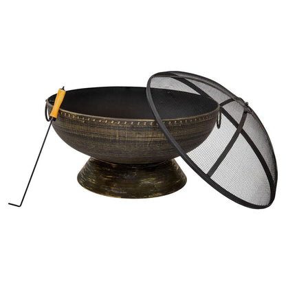 30" Bronze Steel Wood Burning Round Fire Pit HomeRoots