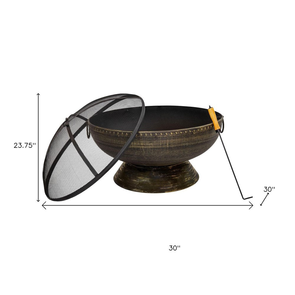 30" Bronze Steel Wood Burning Round Fire Pit HomeRoots