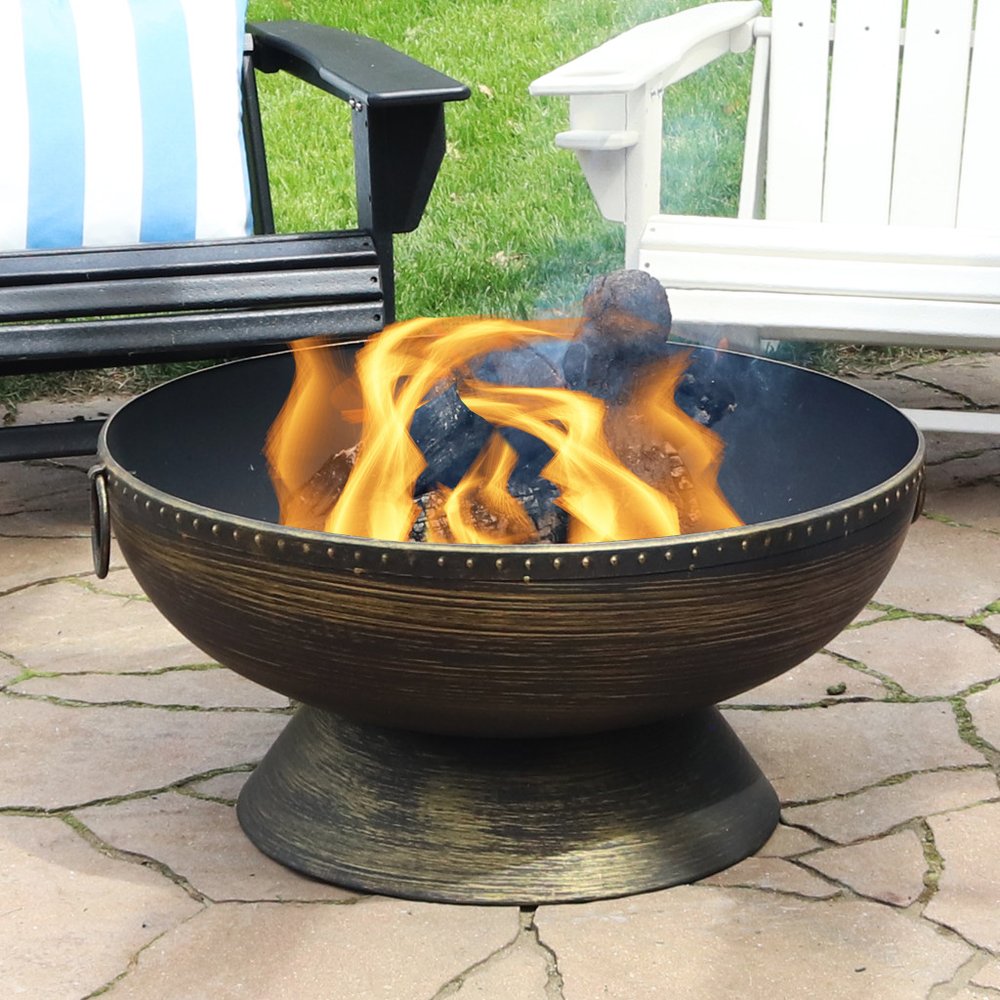 30" Bronze Steel Wood Burning Round Fire Pit HomeRoots