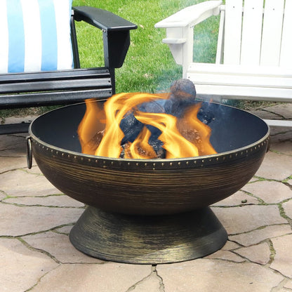 30" Bronze Steel Wood Burning Round Fire Pit HomeRoots