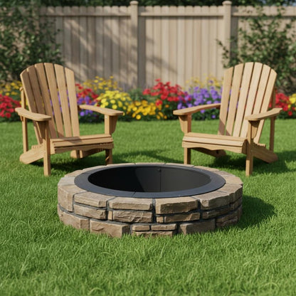 42" Black Steel Wood Burning Round Fire Ring HomeRoots