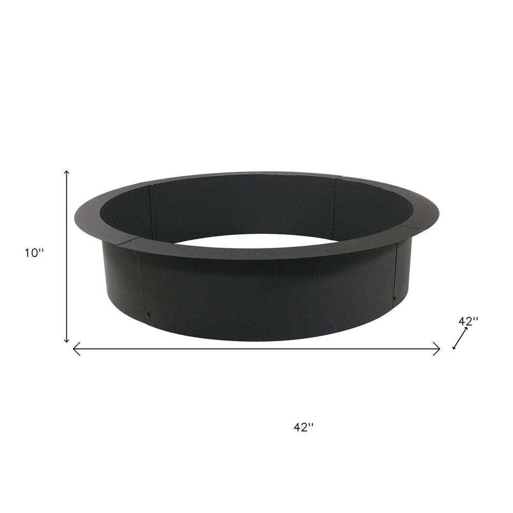 42" Black Steel Wood Burning Round Fire Ring HomeRoots