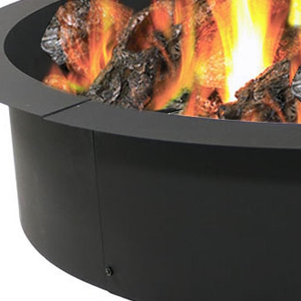 42" Black Steel Wood Burning Round Fire Ring HomeRoots