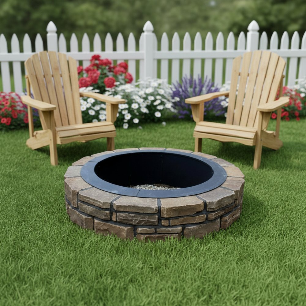 45" Black Steel Wood Burning Round Fire ring HomeRoots