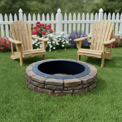 45" Black Steel Wood Burning Round Fire ring HomeRoots