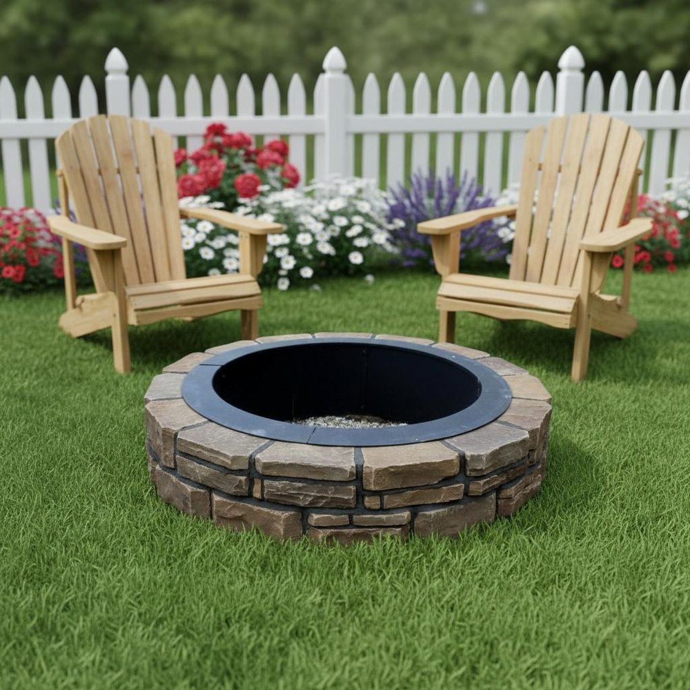 45" Black Steel Wood Burning Round Fire Ring HomeRoots