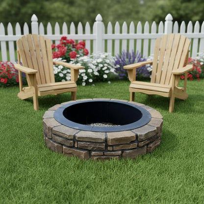 45" Black Steel Wood Burning Round Fire Ring HomeRoots