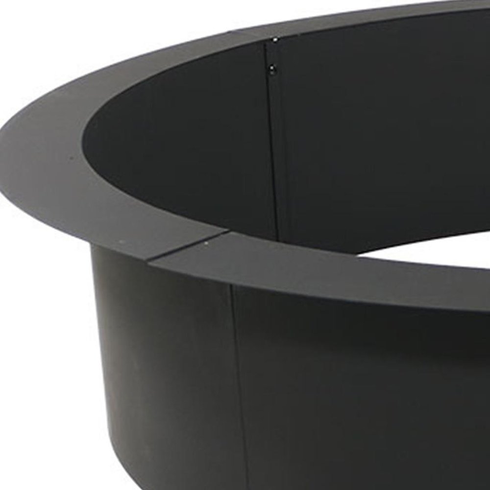 45" Black Steel Wood Burning Round Fire Ring HomeRoots