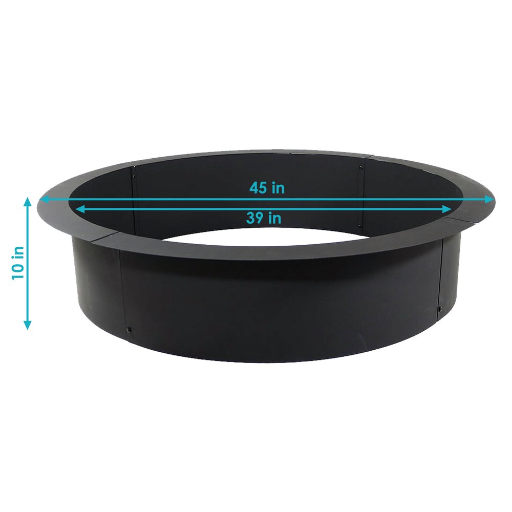 45" Black Steel Wood Burning Round Fire ring HomeRoots