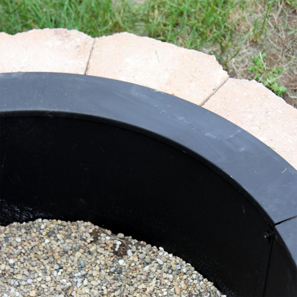 45" Black Steel Wood Burning Round Fire Ring HomeRoots