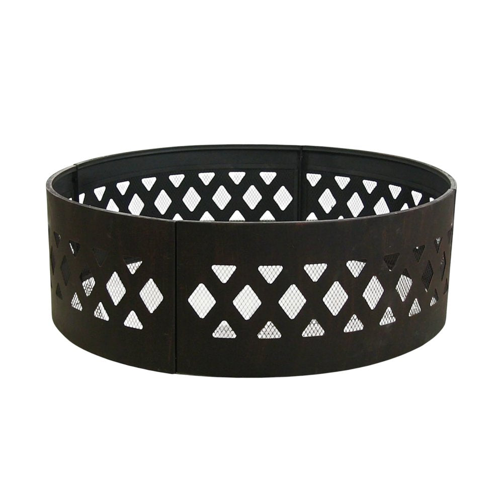36" Black Steel Wood Burning Round Fire Ring HomeRoots